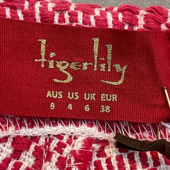 Tigerlily Embroidered Uluaki Shorts Red White Blue Yellow Weave Knit Mid-Rise 4 - Picture 7 of 13